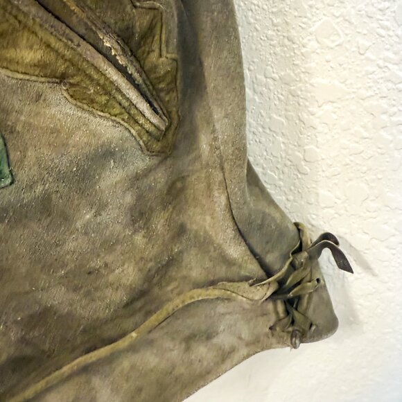 Vintage Green Suede Lederhosen Deer Crest Women's Oktoberfest Folk Costume - Picture 6 of 11